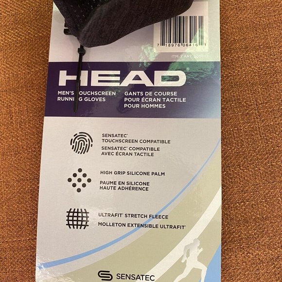New! HEAD Men's Ultra-fit Touchscreen Gray Running Gloves Stretch Select Size M! - Picture 2 of 6